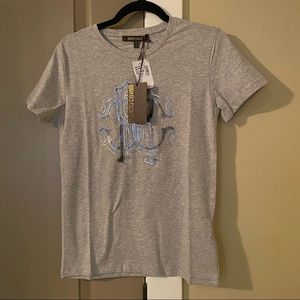 Roberto Cavalli Grey Logo T shirt Large